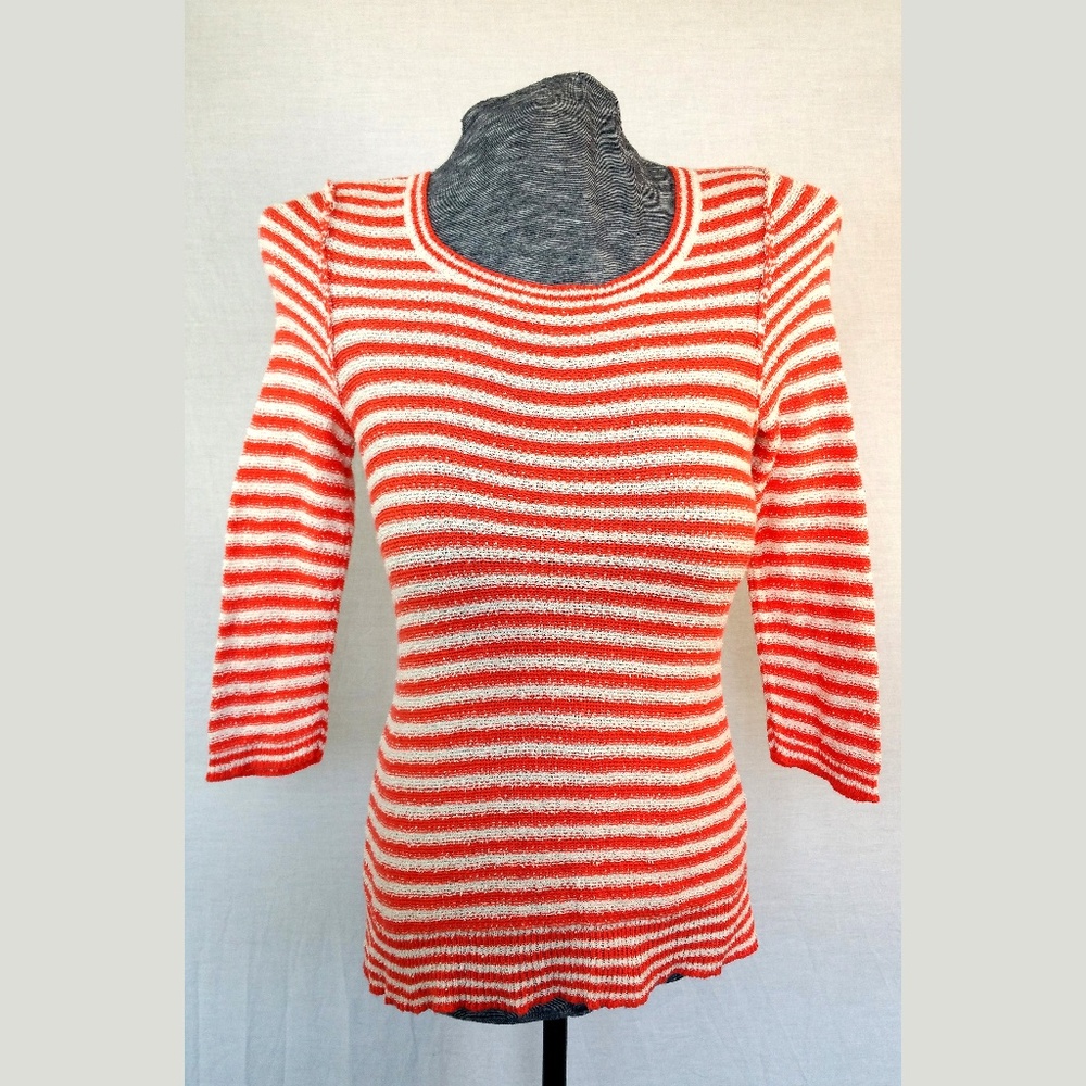 Anthropologie HWR Monogram Striped Sweater Medium
